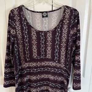 Cal Style Women's Plum Patterned Polyester & Spandex Soft Tunic - Size S